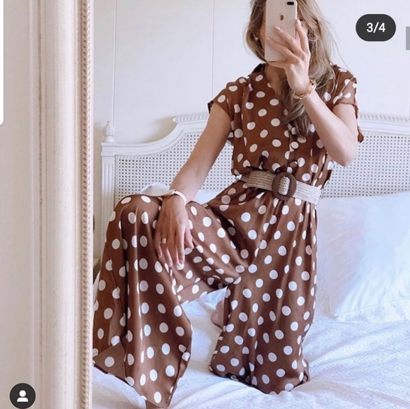 Zara Pants Jumpsuits Zara Polka Dot Jumpsuit Poshmark